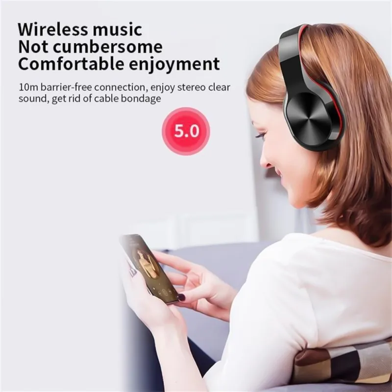 

ZL T5 Wireless Headphones BluetoothV5.0 Folding Portable Head-mounted Card Headset For Sports Telescopic Computer Headsets