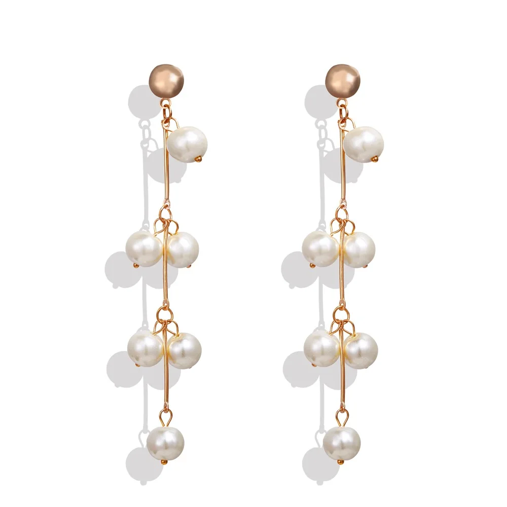

Charmsmic Vintage Imitation Pearl Tassel Earrings For Women Metal Dangle Earrings Vintage Luxury Femme Ear Jewelry Wholesale