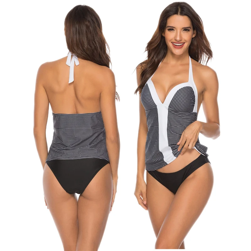 

Printed Dot Patchwork Solid String Plus Size Push Up Sexy Two Piece Swimsuit 2019 Swimwear Women Bathing Suit Maillot Tankinis A