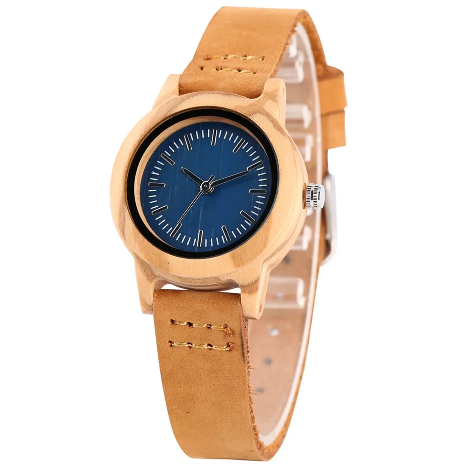 

Genuine Leather Women's Watch Wooden Watches Casual Lady Wristwatch Hot Fashion Natural Wood Clock Gifts Female Dropshipping
