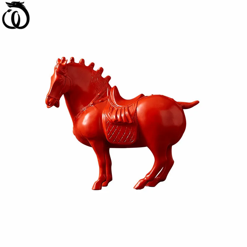 

WU CHEN LONG New Chinese Abstract Red Horse Art Sculpture Lucky Animal Figurine Creative Resin Craft Home Decoration Table R6114