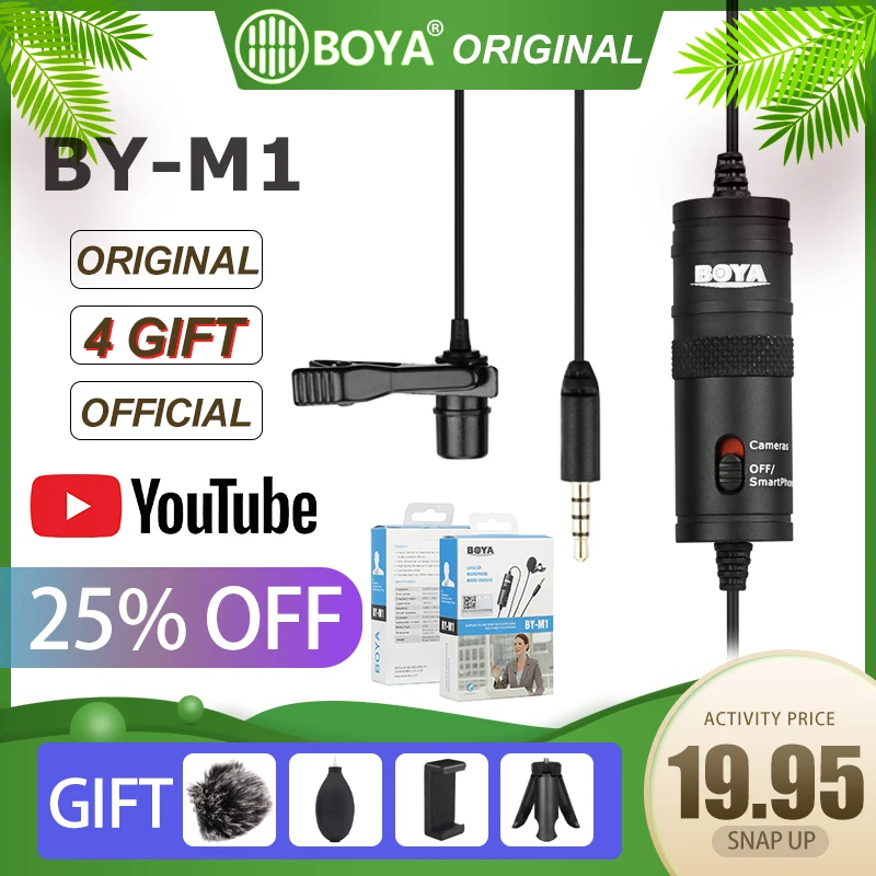 Петличный микрофон BOYA BY-M1 видеорегистратор для смартфонов iPhone Canon Nikon DSLR Zoom