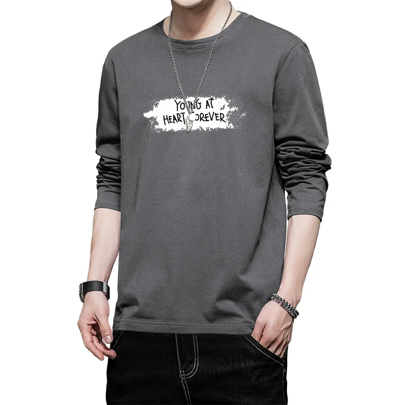 

2021 spring and autumn new men's long sleeve T-shirt youth leisure cotton T-shirt cross border men's wear base shirt