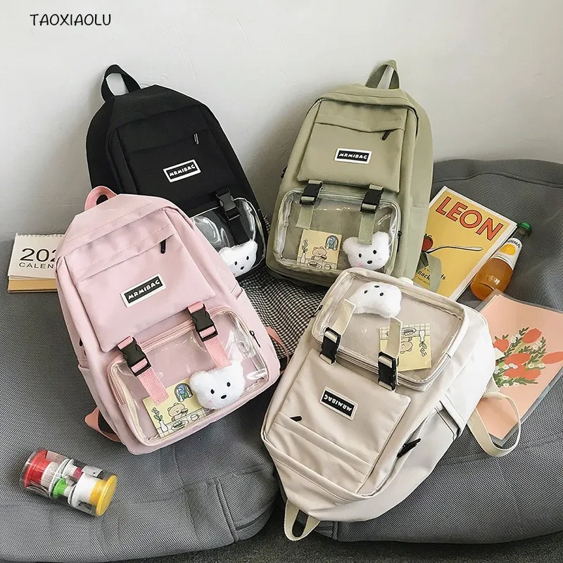 

Casual Transparent Designed Women Travel Backpacks Large Capacity Female High School Bags For Teenage Girls University Bookbags