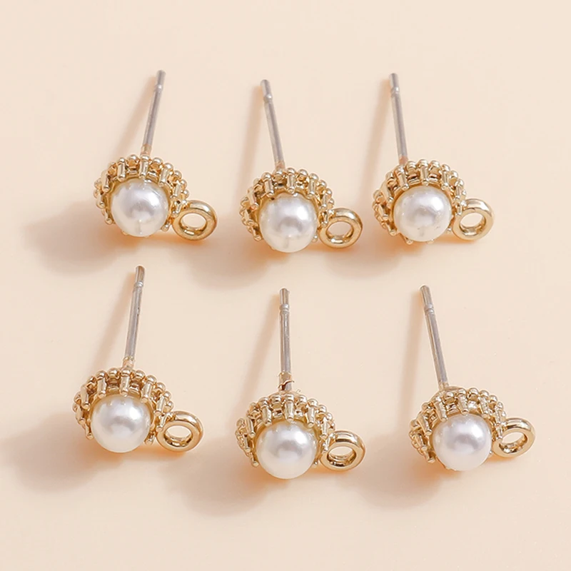 

10pcs Pearl Earrings DIY Findings Handmade Crafts Fashion Gold Color Iron Hook Earwire Charms Jewelry Accessories Making