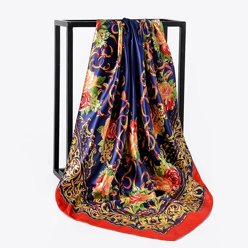 Мода 2019 шелк роскошный женский шарф бренд foulard Soie хиджаб большой квадратный