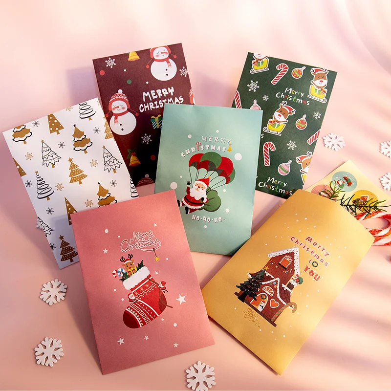 

12Sets Merry Christmas Paper Envelopes Cute Deer Santa Claus Craft Gift Envelope Xmas Party Invitation Postcard Packing Bags