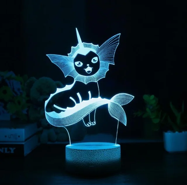 Покемон игра Mew 3D лампа Umbreon светодиодный декоративный ночник многоцветный RGB Декор для спальни Дети Рождественский подарок игрушки - Испускаемый цвет: Vaporeon
