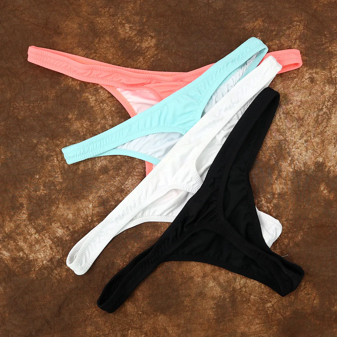 Для женщин Плавки бикини дно черный розовый стринги Трусы сексуальный купальник