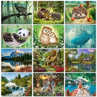 gatyztory 60x75cm painting by numbers acrylic paints canvas painting animals scenery number paiting adults crafts owl home decor