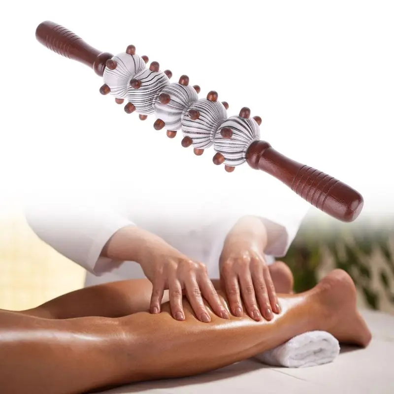 

1PCS Wood Massage Stick Roller Massager tool Reflexology Hand Foot Therapy full