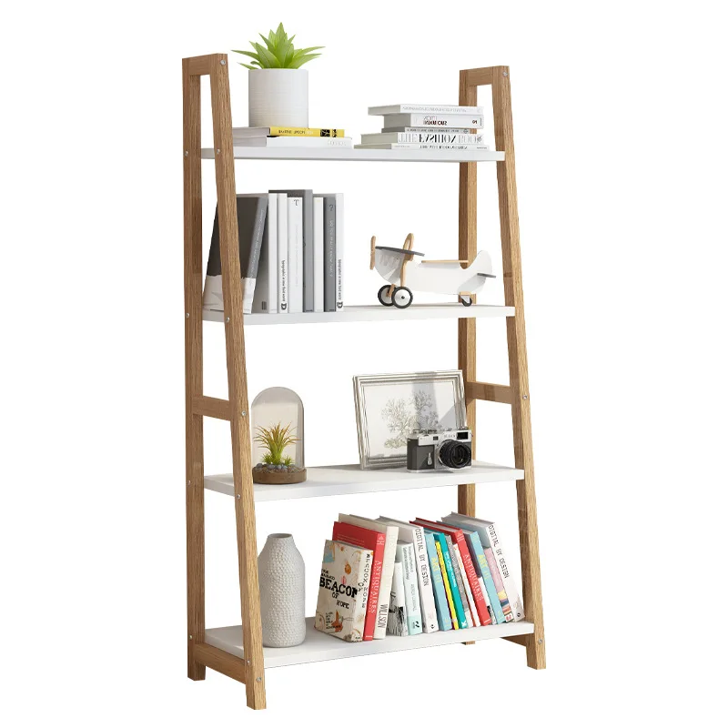 

Nordic Bookshelf Living Room Solid Wood Display Shelves Simple Office Bookcase Shelf Organizer Flower Stand Trays Decorative