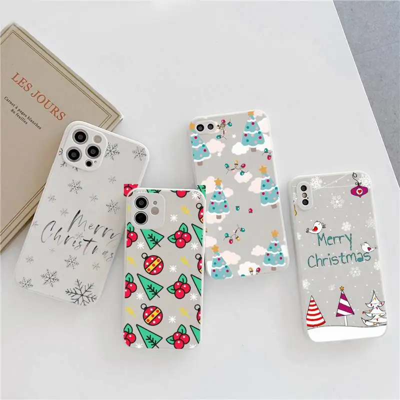 

Cartoon Cute Merry Christmas ELk Phone Case Candy Color for iPhone 6 7 8 11 12 s mini pro X XS XR MAX Plus