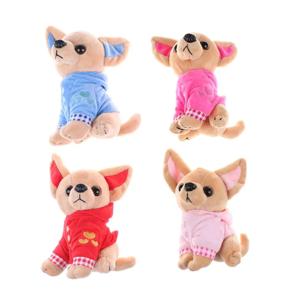 

17cm 1PCS New Cute Chihuahua Dog Plush Toy Stuffed Children Birthday Christmas Present Kids Toys 4 Colors