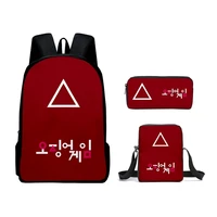 3pcs 2021 korean drama squid game bags peripheral school bag shoulder bag student large capacity squid game backpack