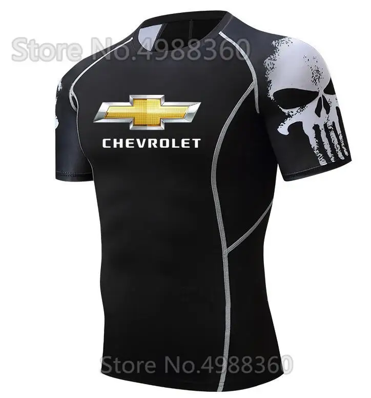 Каратель Футболка мужская 2019 Летняя мода Chevrolet компрессионная 3D подростковые