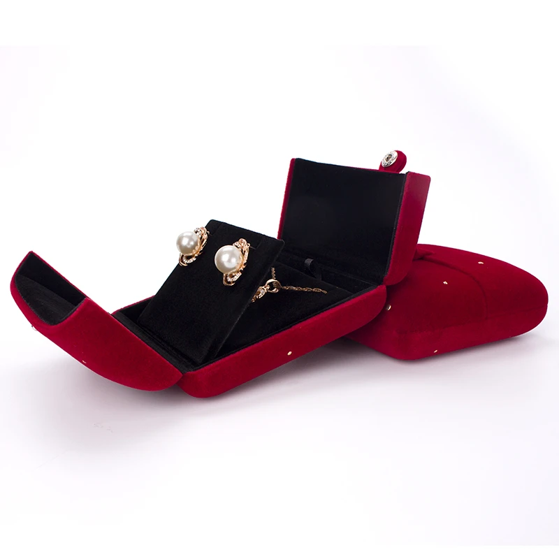 High Quality Red Velet Bracelet Jewelry Packaging Gift Box For Female Earrings Wedding Ring Pendent Display Storage Case Holder
