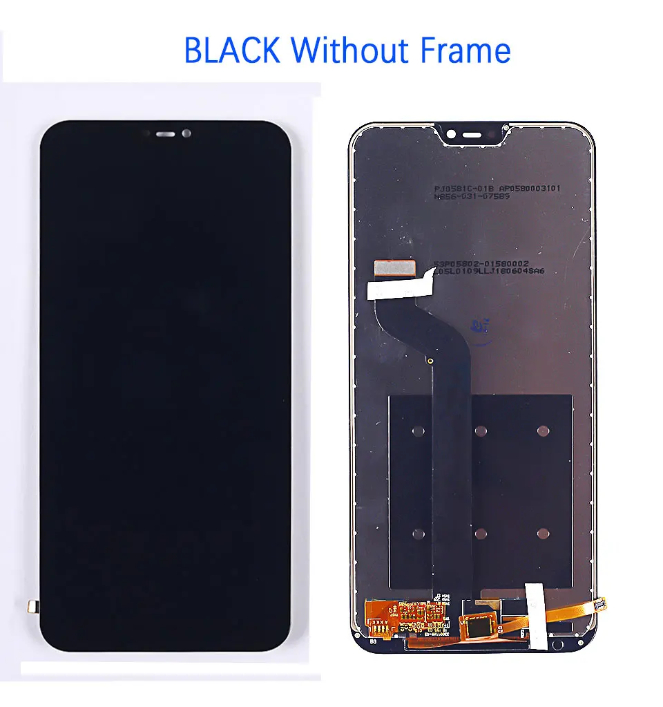 BLACK Without Frame 5,8" Замена экрана для Xiaomi mi A2 Lite ЖК-дисплей и сенсорный экран дигитайзер Рамка в сборе Набор для Red mi 6 Pro - Цвет: BLACK Without Frame
