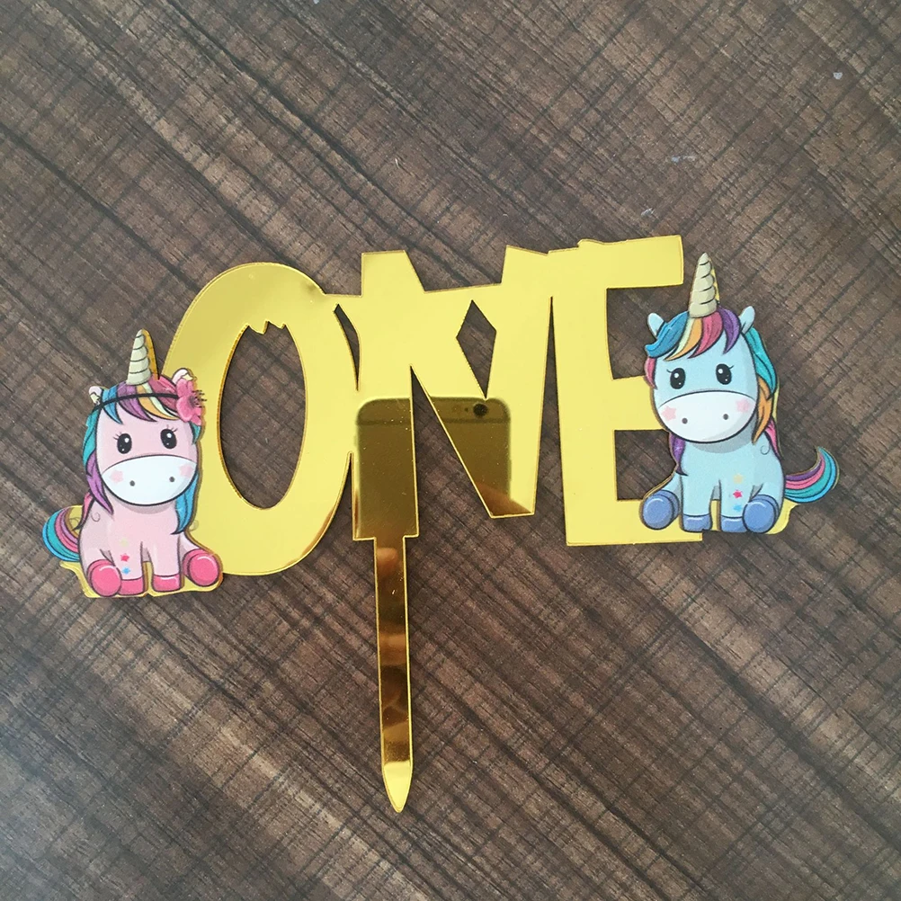 1 шт. одна буквы на торте милый Единорог акриловый Кекс Picks выбор еды фруктовый