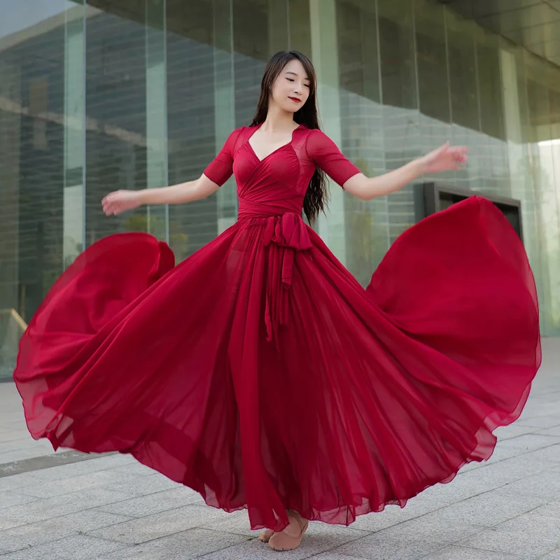 

New Oriental Dance Skirt Swing Belly-Dance Women Performance Outfit 720 1000 Degree Dance Skirt Costume Full Circle Red