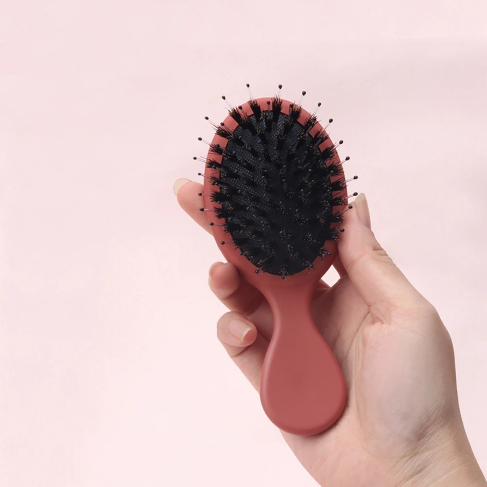 

1PC Bristle Hair Brush Anti-static Non-slip Handle Hair Comb Head Scalp Massager Cute &Mini Sized Comb Portable Red Black Combs