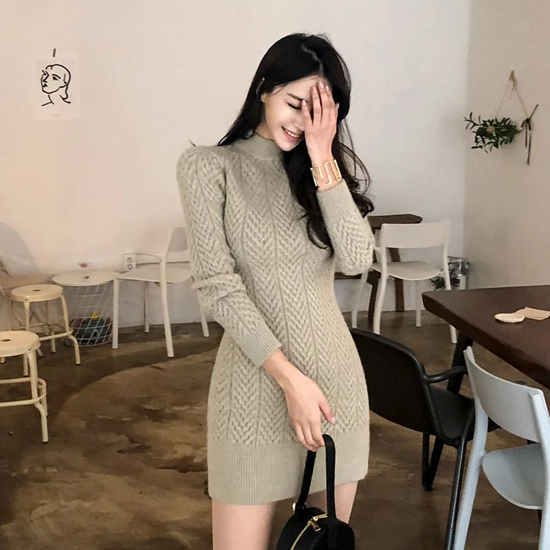 Базовая одежда осенняя для женщин белое мини-платье женские вязаные платья с