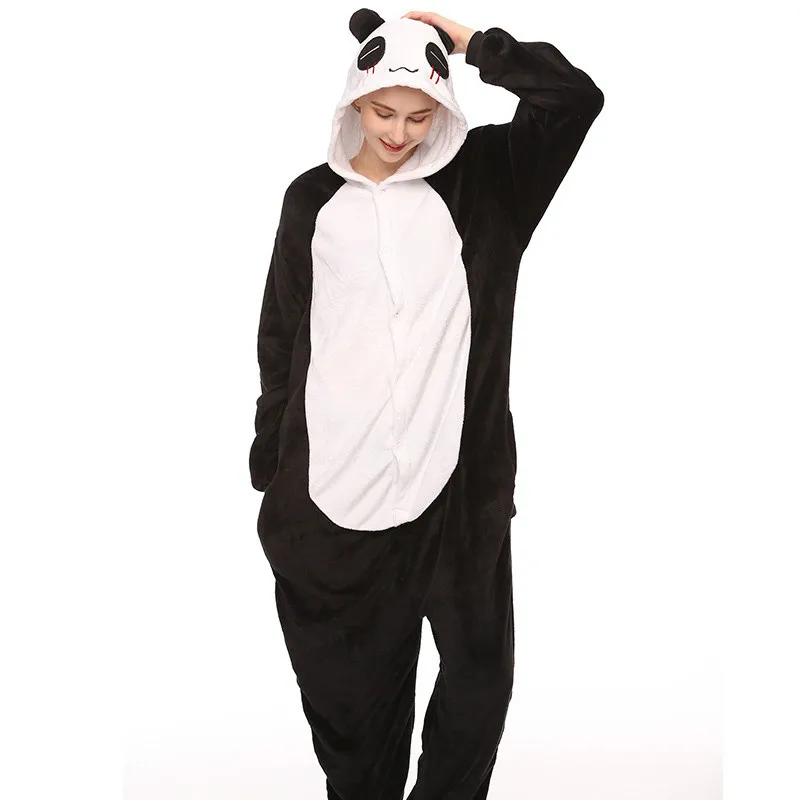 tear panda Зимние пижамные комплекты с единорогом; пижамы с героями мультфильмов для взрослых и женщин; Фланелевая пижама с изображением животных; пижамы с единорогом; пижамы кигуруми для женщин - Цвет: tear panda