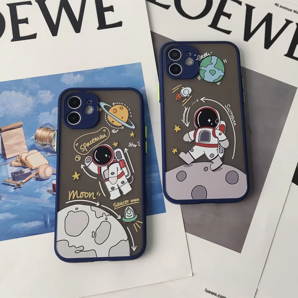 

Cute Cartoon Space Astronaut Phone Case For iPhone 13 Pro Max Full Lens Cover Shockproof Soft TPU Cellphone Case Cover