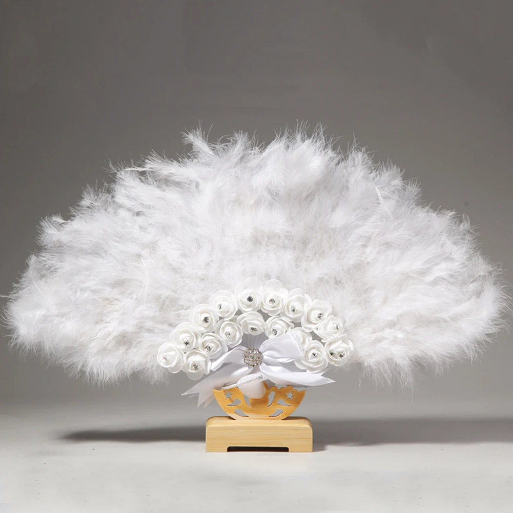 Оптовая продажа свадебный веер с перьями для невесты ручные нескладные веера