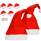 5 шт. Нетканая Рождественская шапка, Рождественский Декор, шапка Санта, головной убор для взрослых, аксессуары для нового года