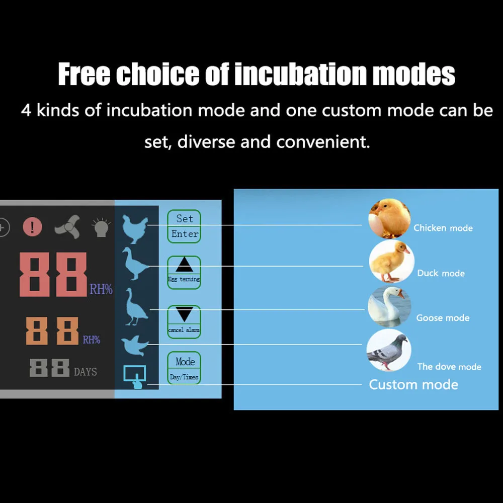 

5 Modes Automatic Eggs Incubator Controller Thermostat Incubation Control System Adjustable Temperature and Humidity