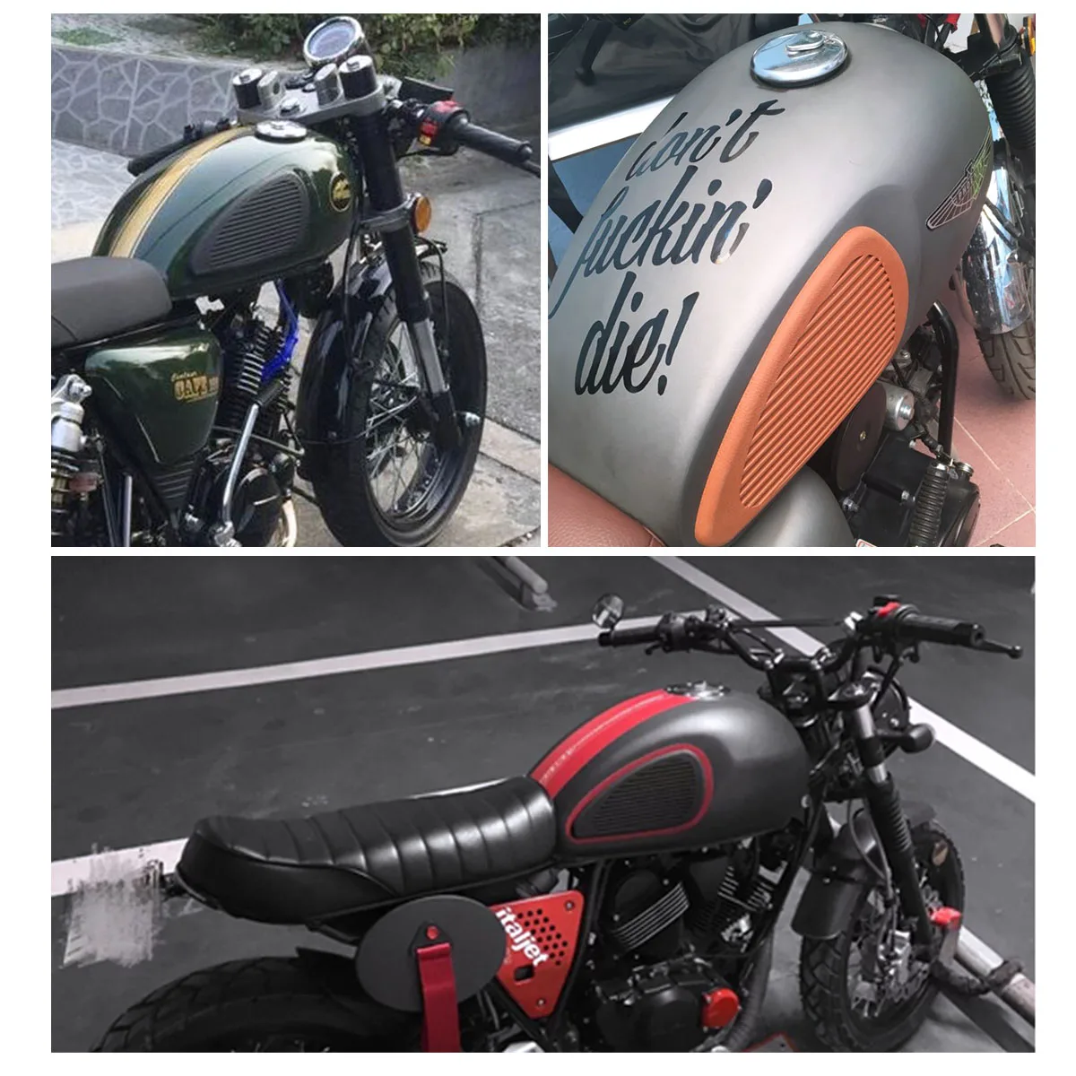 

2Pcs Universal Motorcycle Black/Brown Rubber Gas Tank Traction Pad Side Fuel Knee Protector Stickers for Suzuki for Honda for Ha