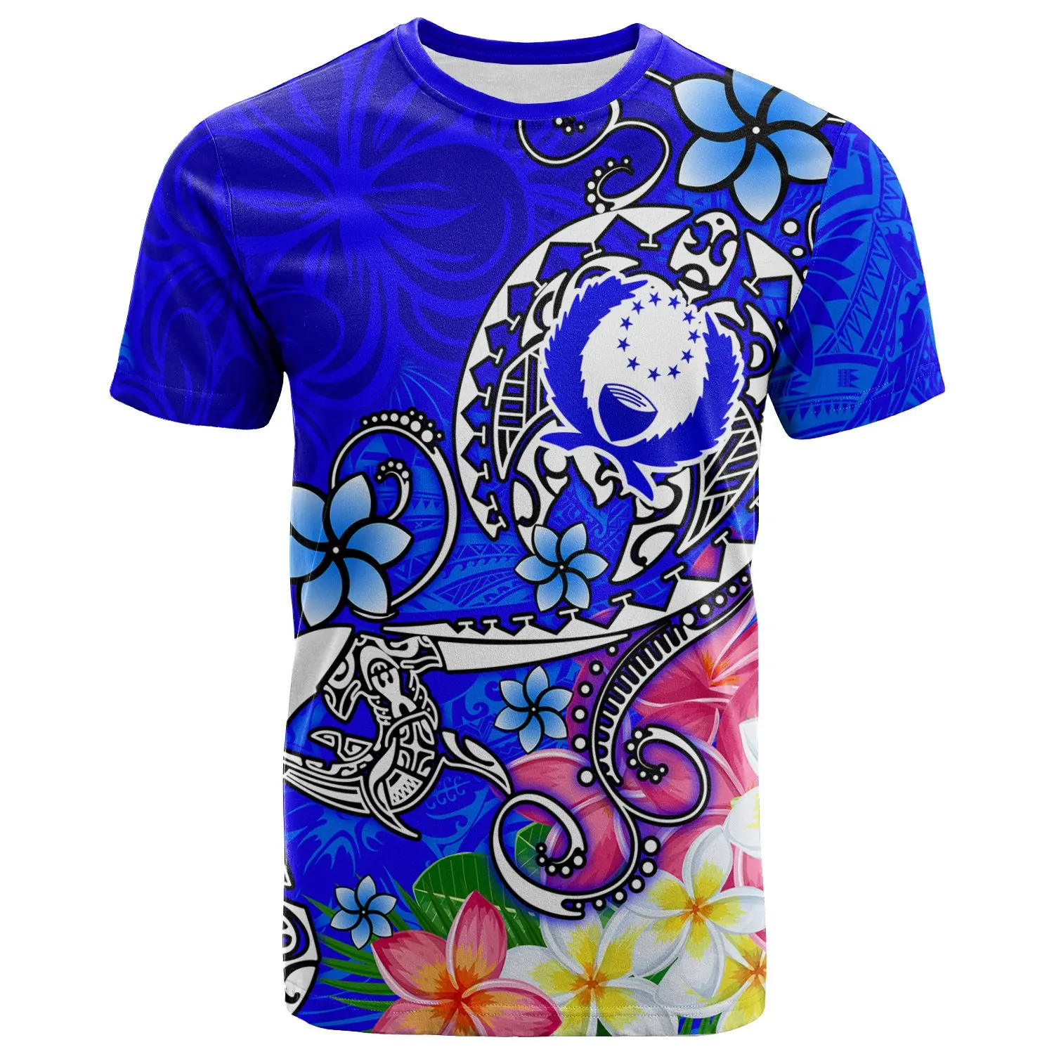 

Fashionable summer printing T-shirt Polynesian culture tribal island retro tattoo printing men and women summer r