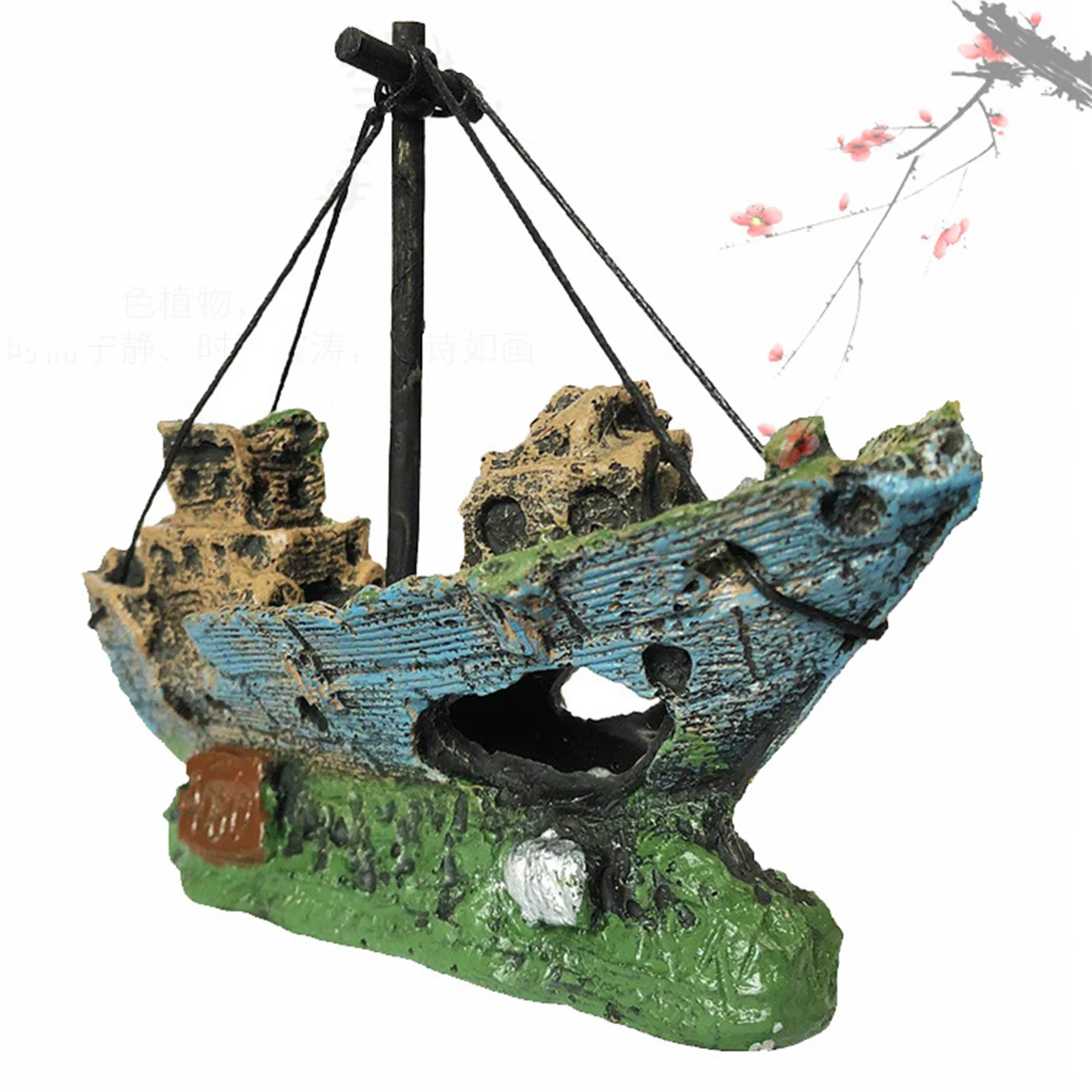 

Aquarium Fittings Dodge House Decorations Boat Fish Tank Landscape Boat Decorations Hollow Resin Sunken Boat Small Net Boat