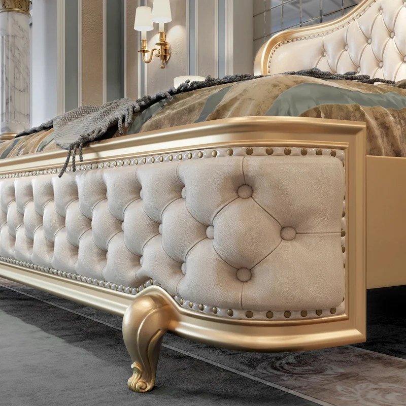 Двуспальная кровать в европейском стиле из кожи 1 8 м|Кровати| |