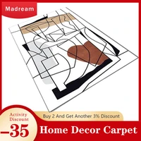abstract art black white carpets for living room geometric lines color block brown rugs for bedroom home bedside area floor mats