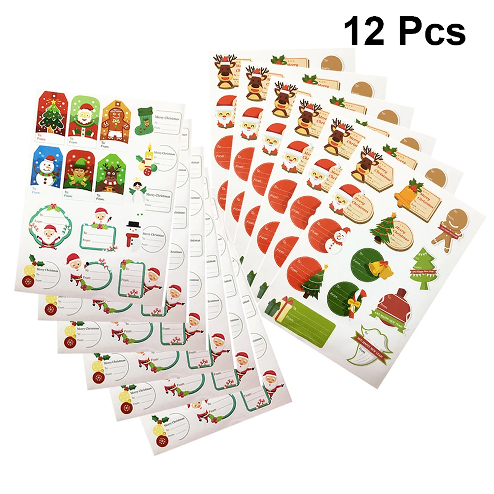 12 шт. Мультяшные рождественские наклейки для заметок стикеры сообщений милые