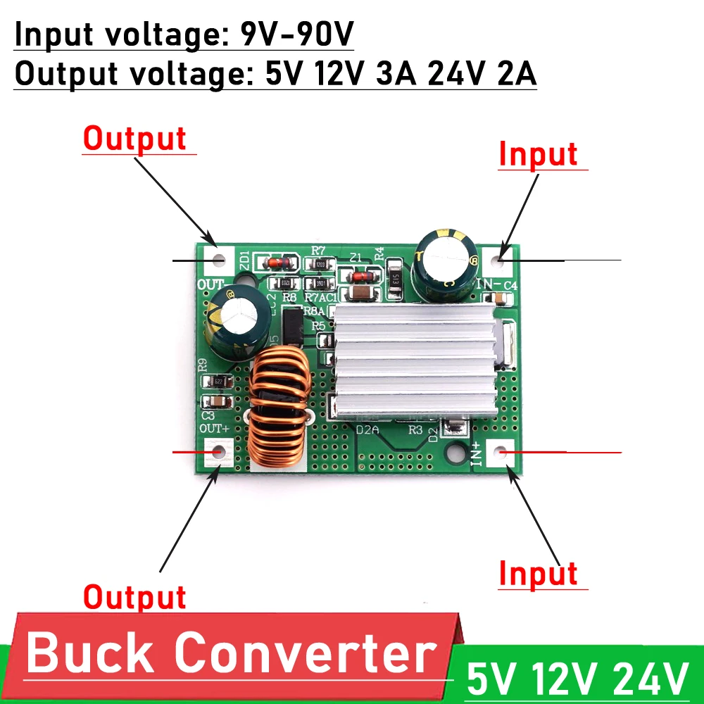 

DC-DC Buck Converter 30W 9-90V 84V 72V 60V 48V 36V 24V to 12V 5V 3A CC CV Step down voltage Regulated Power Supply Module