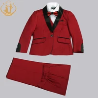 nimble spring autumn formal suits for boys kids wedding blazer 3pcsset children wholesale clothing 3 colors red black and blue