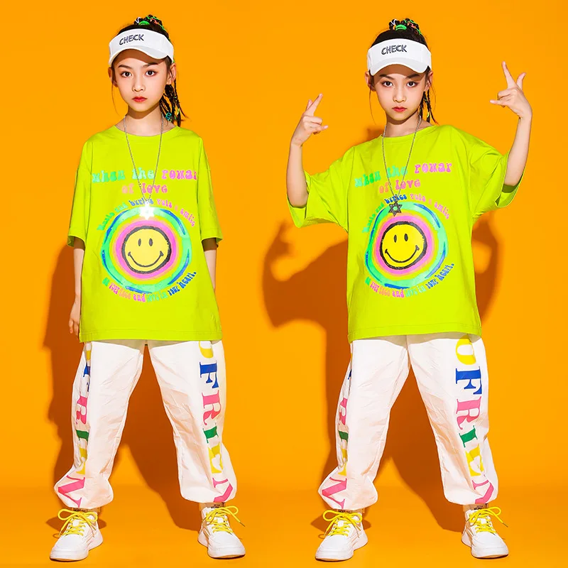 

Kids Hip Hop Dacning Clothing Festival Outfits Loose Tshirt Streetwear Jogger Pants For Girls Jazz Dance Wear Costume Clothes