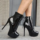 Ботинки женские унисекс на платформе, с круглым носком, на высоком каблуке, со шнуровкой, большие размеры 41, 43, 47, 52