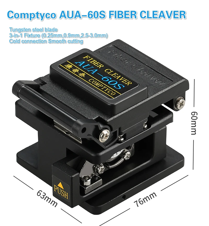 Comptyco AUA-60S FIBER CLEAVER Metal material single core 0,25 мм 0,9 мм-12 core ленточное волокно 10 мм для резки неизолированного волокна D125um