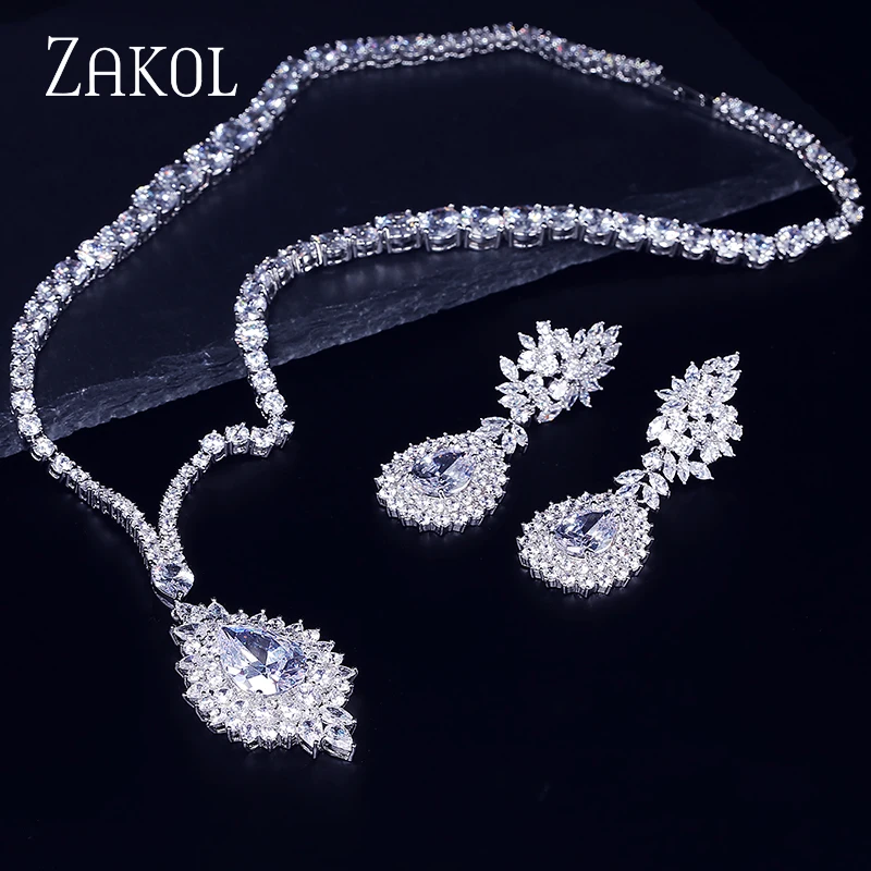 ZAKOL Винтаж микро-инкрустация кубического циркония синий Кластерные украшения