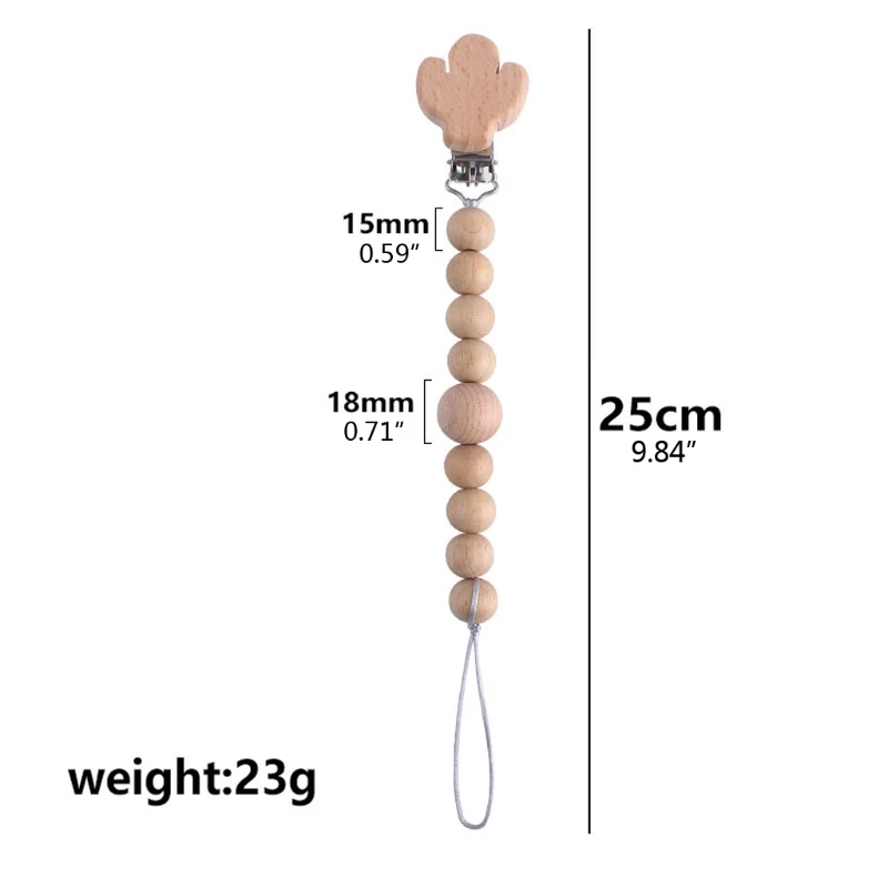 

Baby Organic Wooden Teether Natural Teething Toy Silicone Bead Teething Necklace Newborn Pacifier Clips Soother Chain Baby Gift
