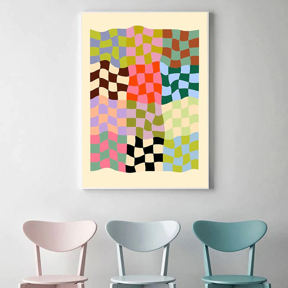 Красочные абстрактные волнистые линии узор холст картины геометрический постер