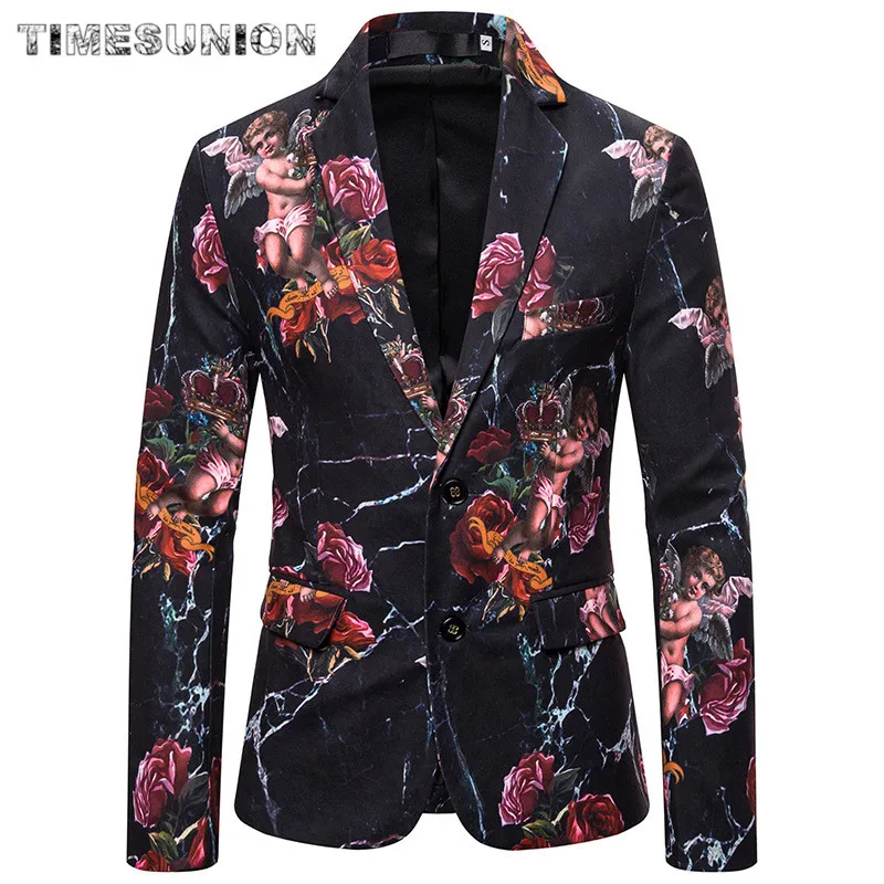 Мужской Блейзер в стиле ретро с 3D цифровой печатью мужские блейзеры двумя