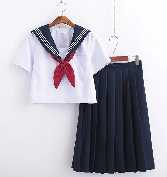 

White Schoolgirl Uniform Japanese Class Navy Sailor School Uniforms Students Clothes For Girls Anime COS Sailor Navy Suit plus