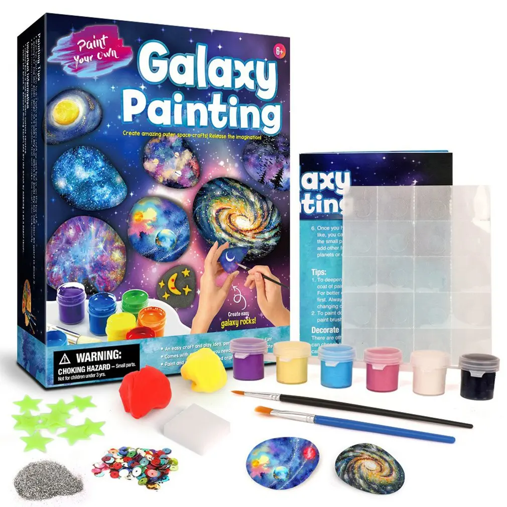 

Kids Rock Painting Kit DIY Graffiti Painting Stone Craft Children Art Set Indergarten Pigment Painted Educational Toys