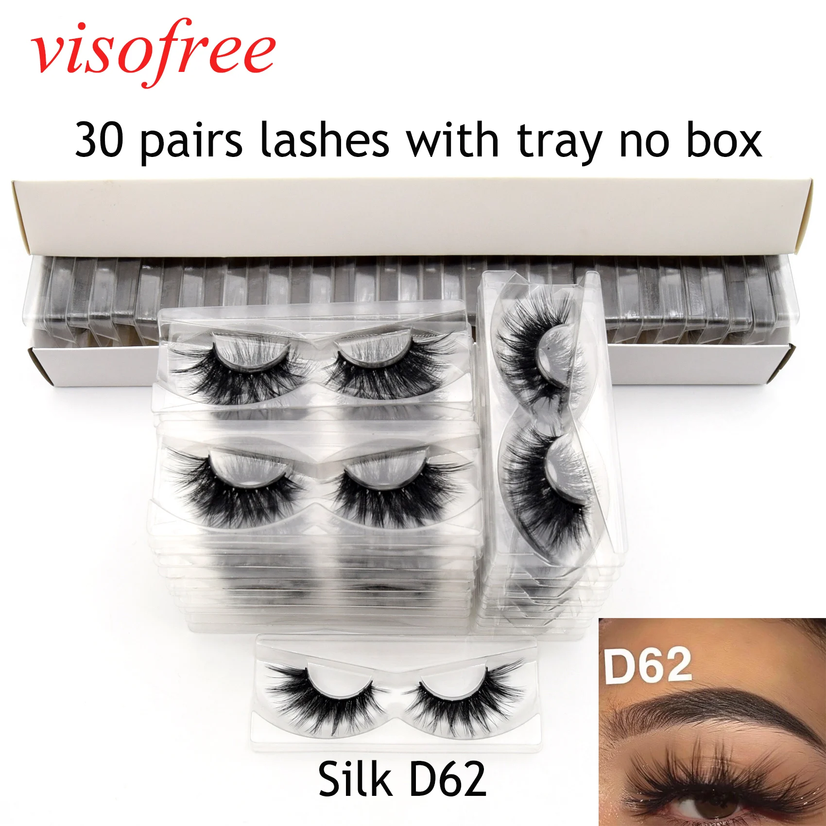 Visofree 30 Pairs/lot eyelashes wholesale hand made mink 3d hair lashes natural makeup tools Silk-D62 | Красота и здоровье