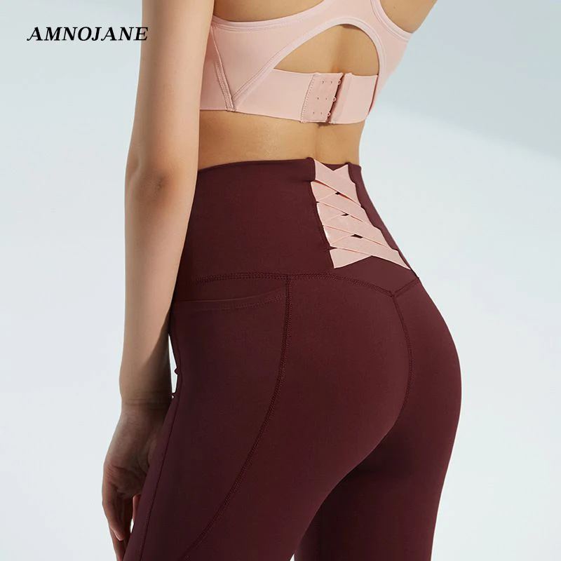 Бесшовные женские черные леггинсы с высокой талией эластичные спортивные